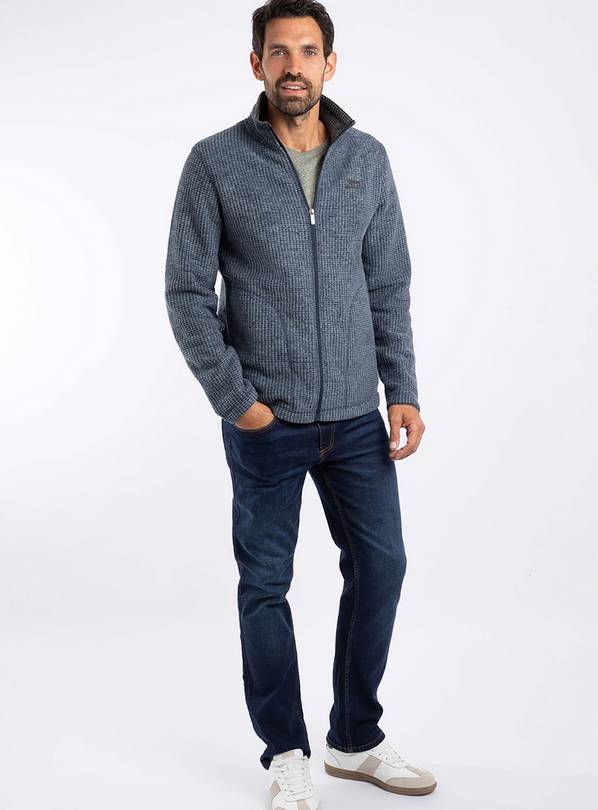 WEIRD FISH Shires Full Zip Grid Fleece Navy XL