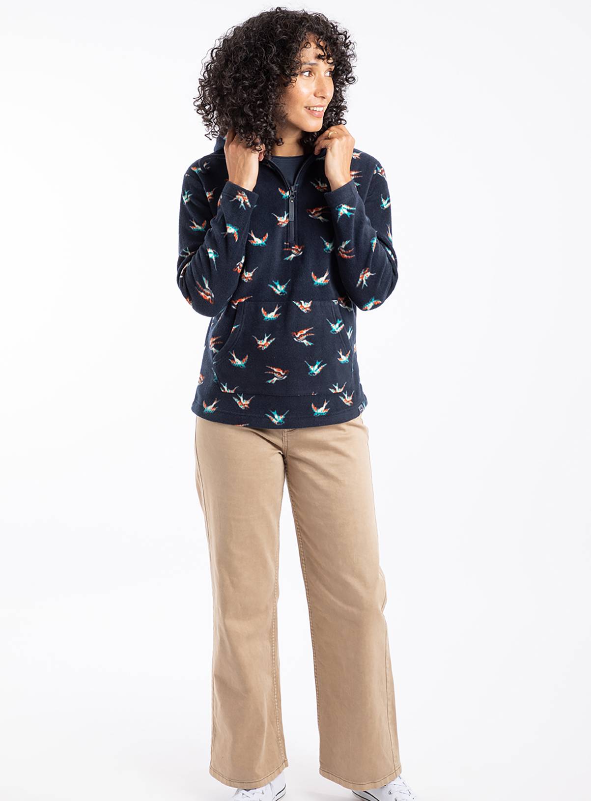 WEIRD FISH Lana 1/4 Zip Printed Micro Fleece Hoody 8 - Image 5