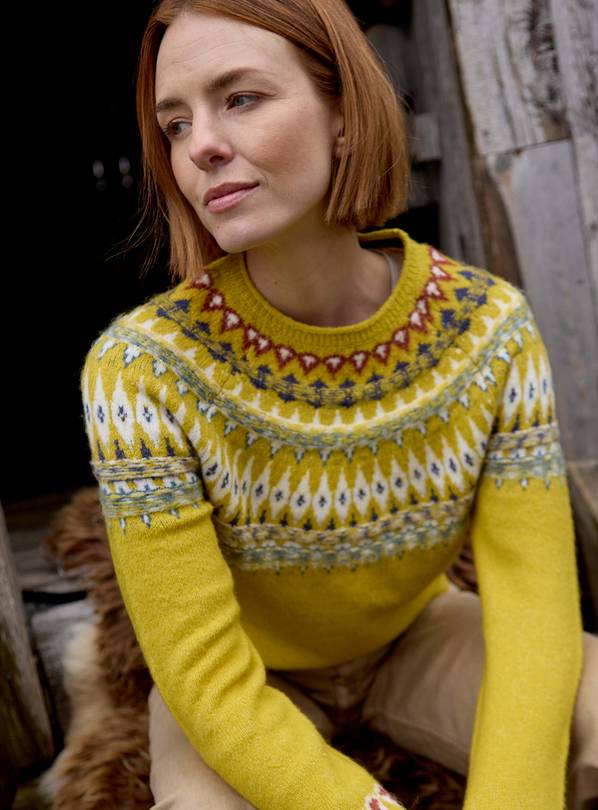 WEIRD FISH Lowell Fairisle Jumper Green 12