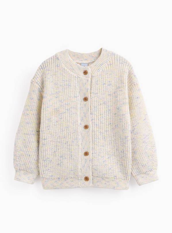 Cream Neppy Button Cardigan. 2-3 years