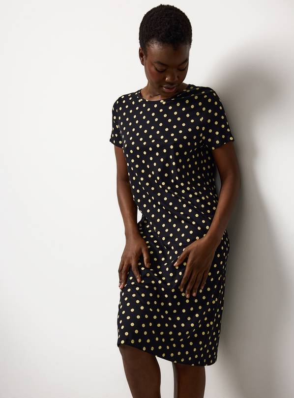 Black Spotted Modal Sleep Tee L