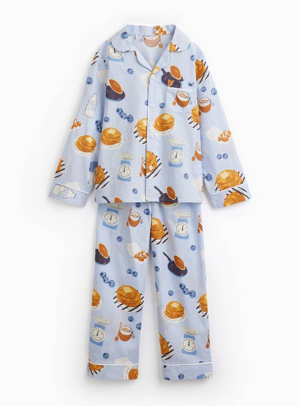 Mini Me Kids' Blue Pancake Print Poplin Traditional Pyjamas 2-3 years