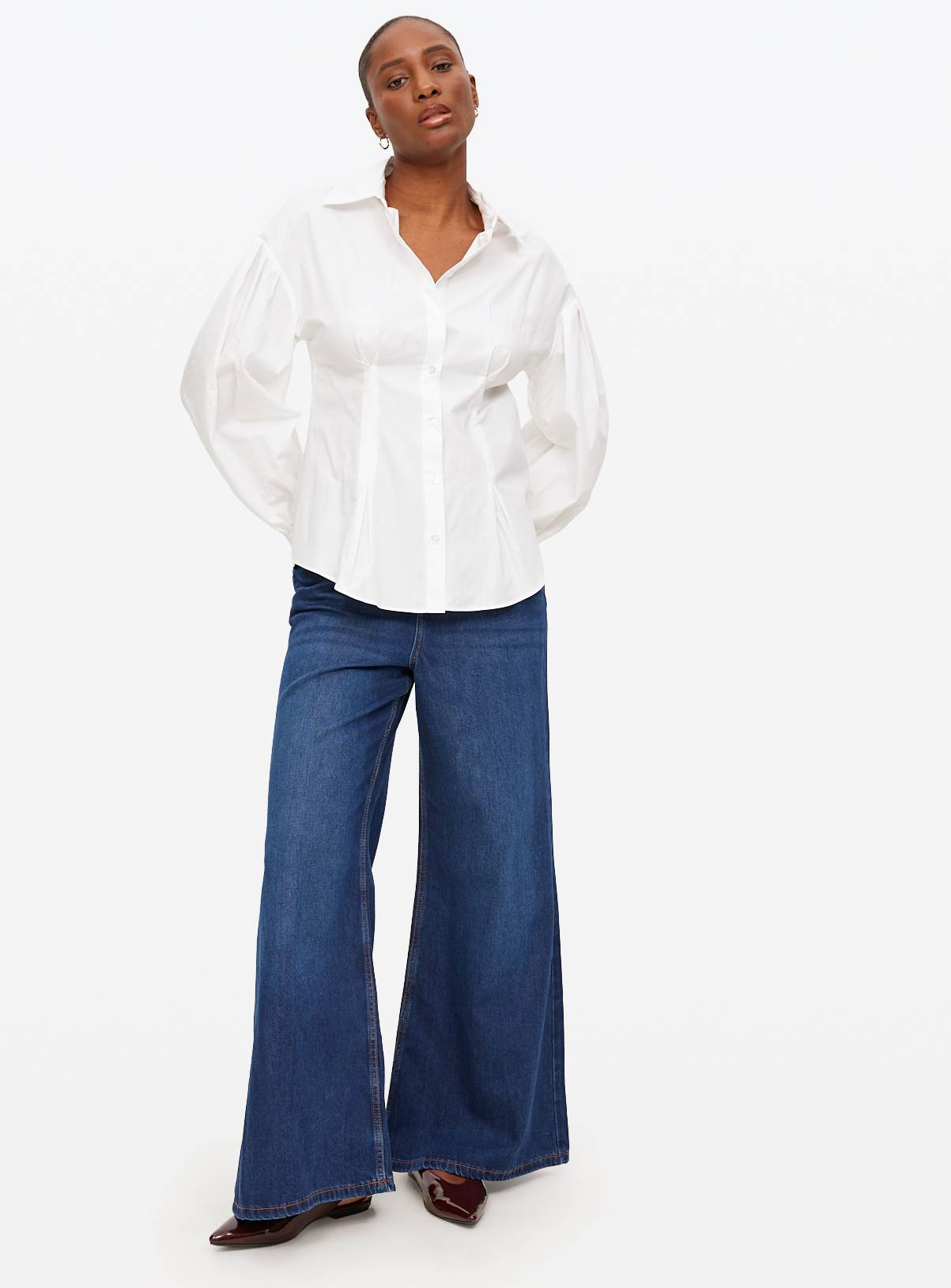 White Cinched Waist Detail Shirt 14 - Image 2