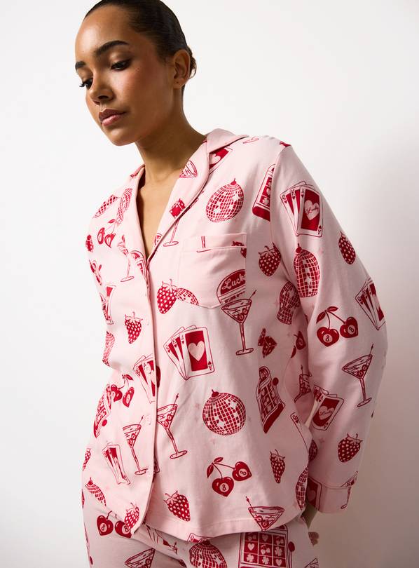 Pink Casino Print Traditional Pyjamas S
