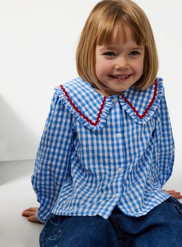 Blue Gingham Collared Blouse 6-7 years