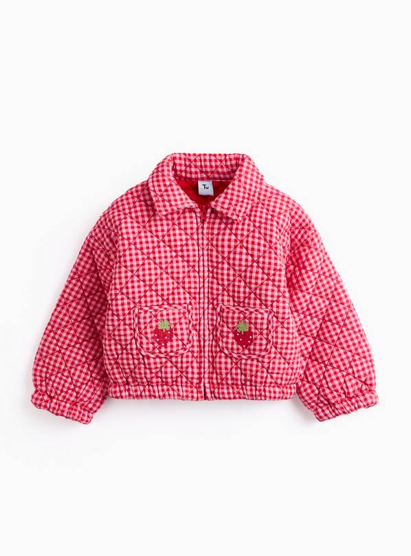 Pink Checkered Quilted Jacket 3-4 years