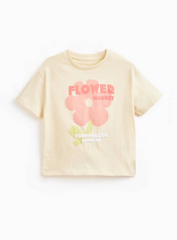 Yellow Flower Print Short Sleeve T-Shirt 3-4 years