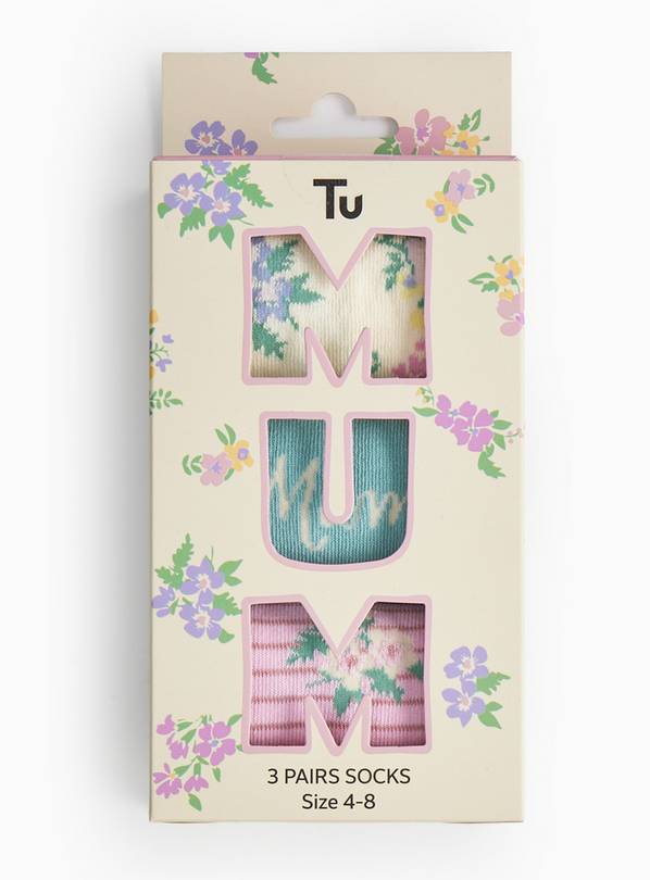 Mothers day Ankle Socks 3 Pack  4-8