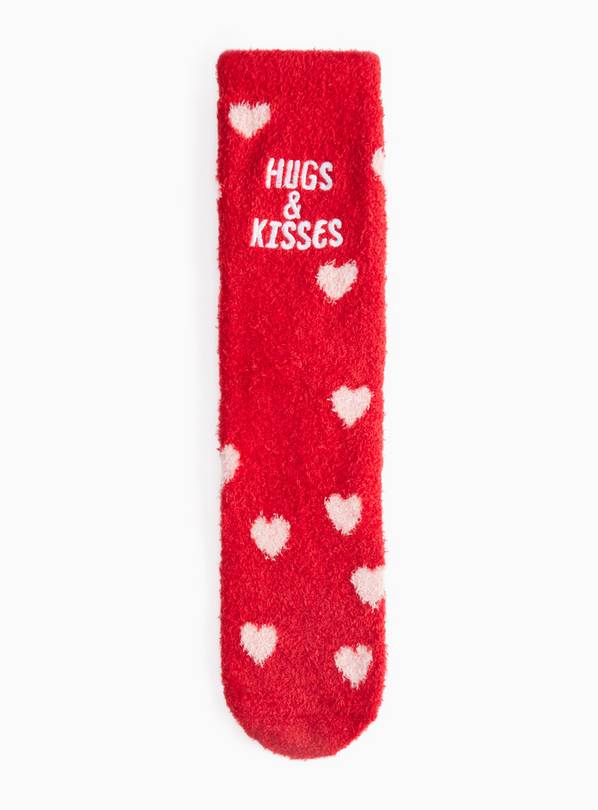 Red Valentine's Heart Print Socks 4-8