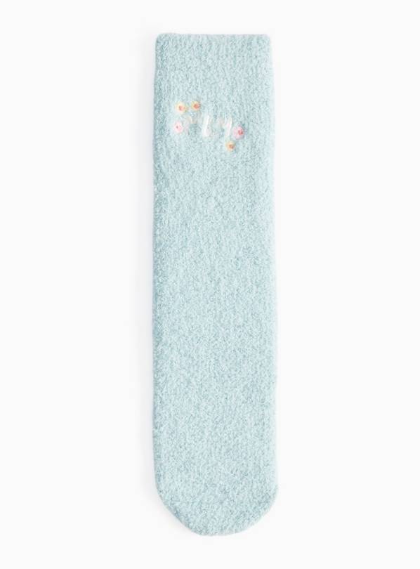 Teal Mothers' Day Embroidered Socks 4-8