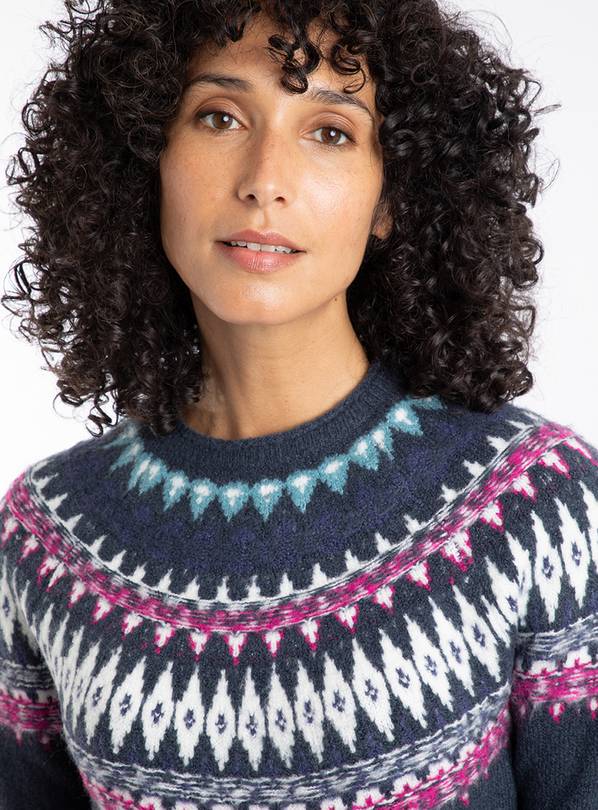 WEIRD FISH Lowell Fair Isle Jumper - Navy 20