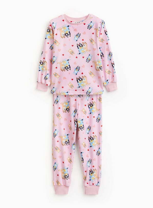 Bluey Character Print Pink Slinky Pyjama Set  7-8 years