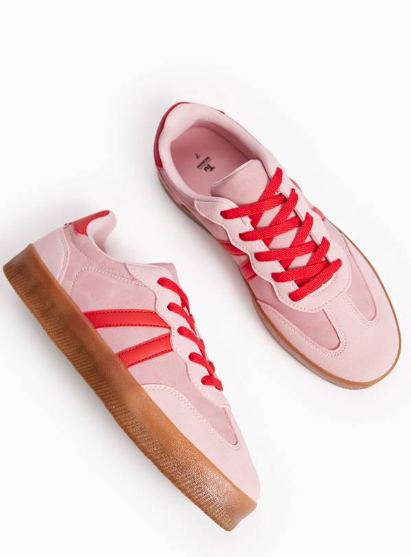 Pink & Red Flatform Trainers 5