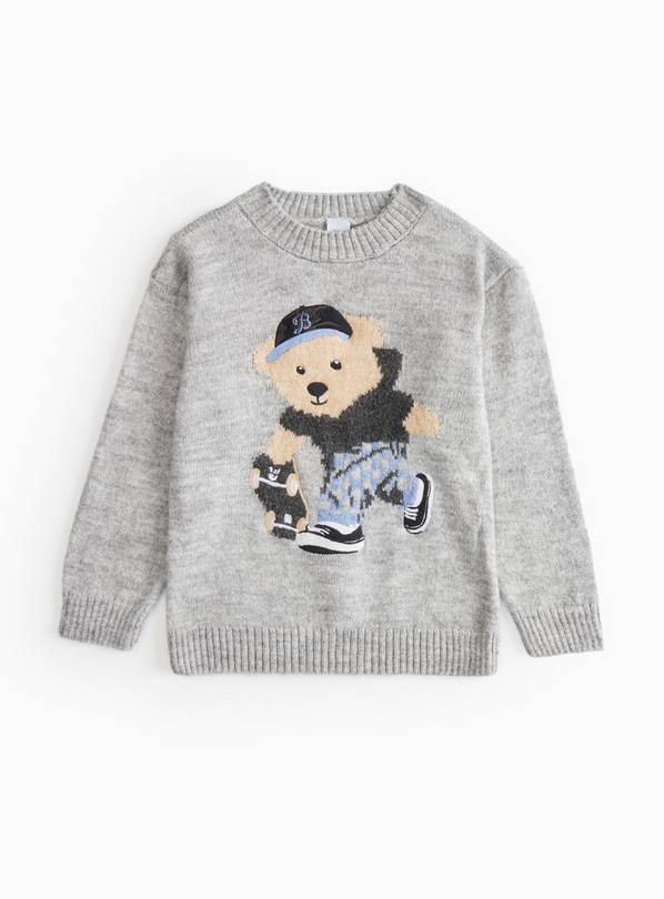 Grey Bear Printed Knitted Jumper 4-5 years