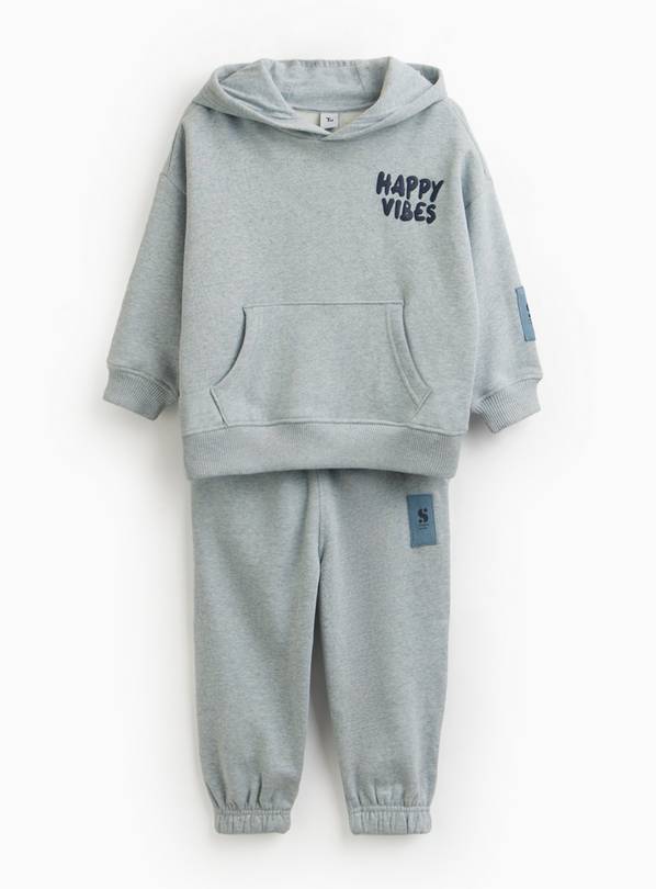 Grey Happy Vibes Hoodie & Joggers Set 6-7 years