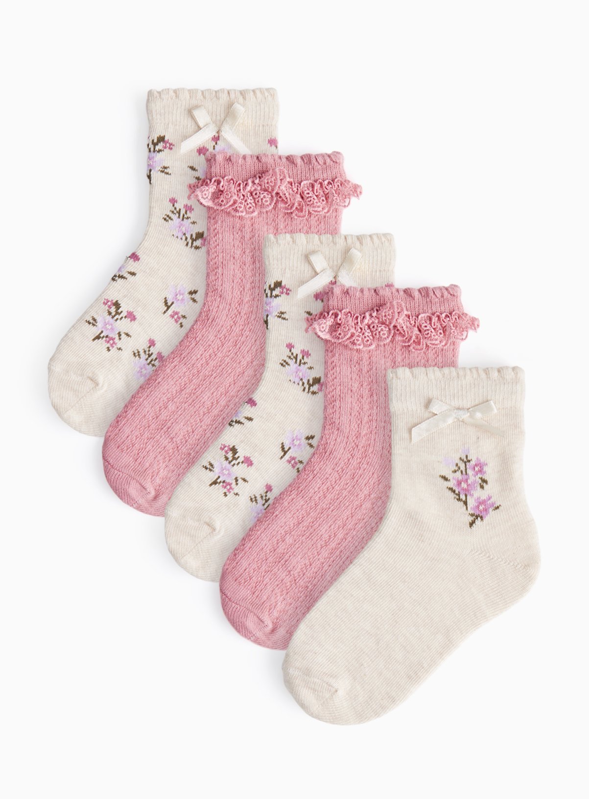 Frill Trim Ankle Socks 5 Pack 3-5.5