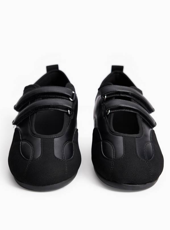 Black Twin Strap Ballerinas 5