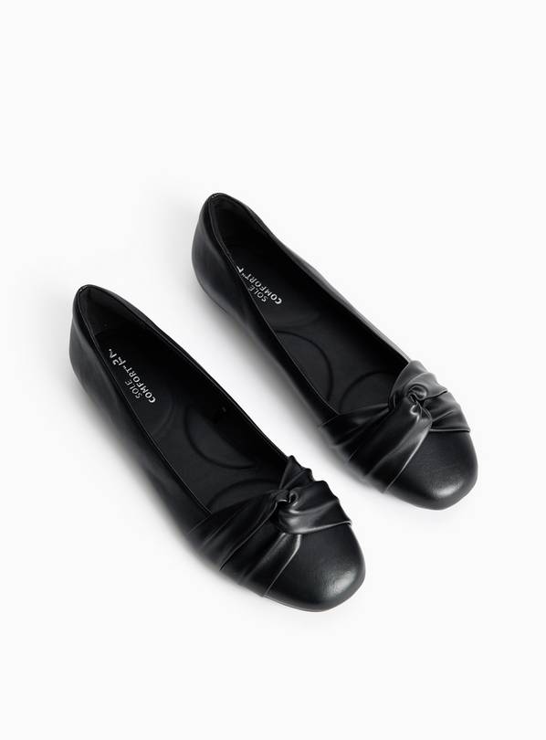 Black Faux Leather Ballerina Shoes 3