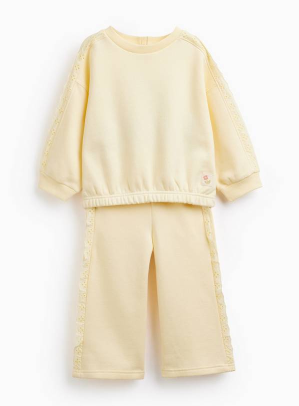 Yellow Embroidered Detail Sweat Set 4-5 years