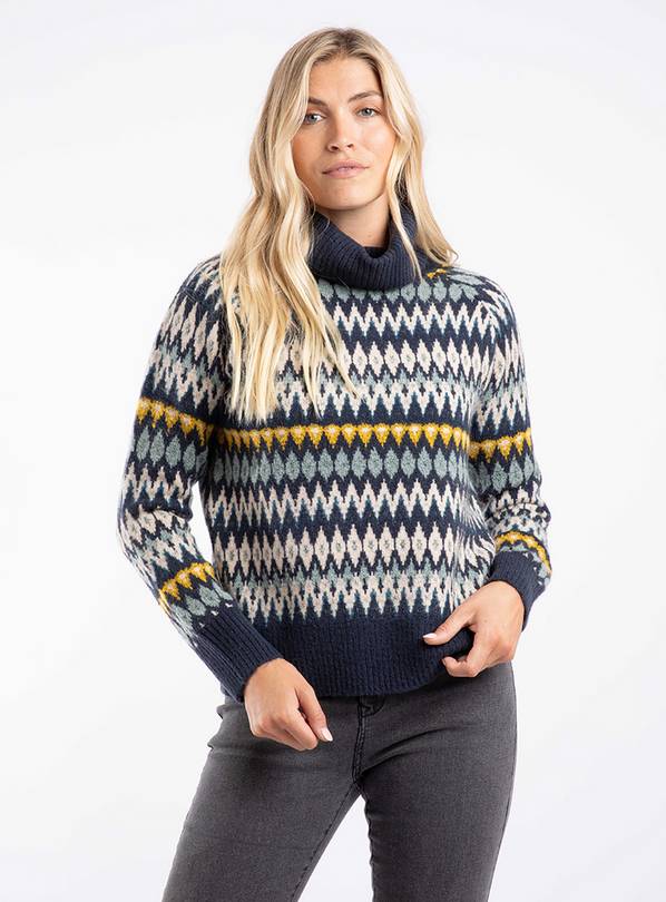 WEIRD FISH Annecy Fair Isle Roll Neck Jumper Black 20
