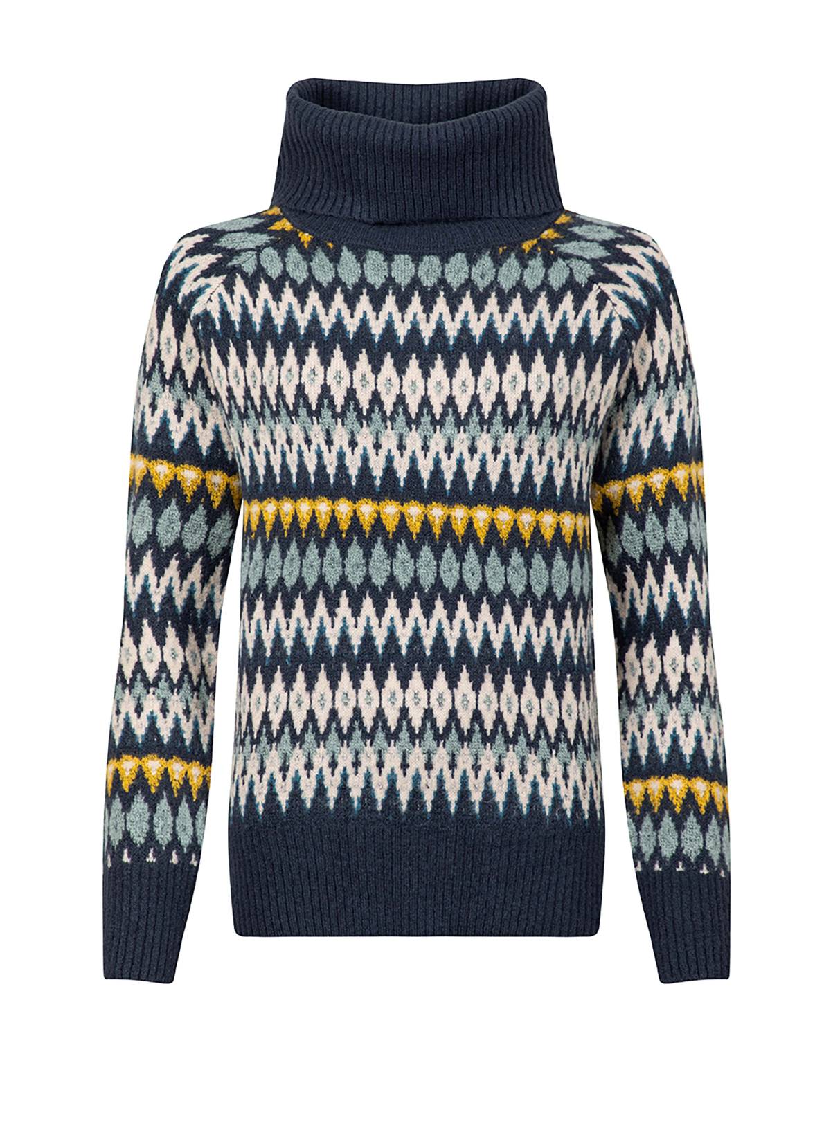 WEIRD FISH Annecy Fairisle Roll Neck Jumper Black 14 - Image 2