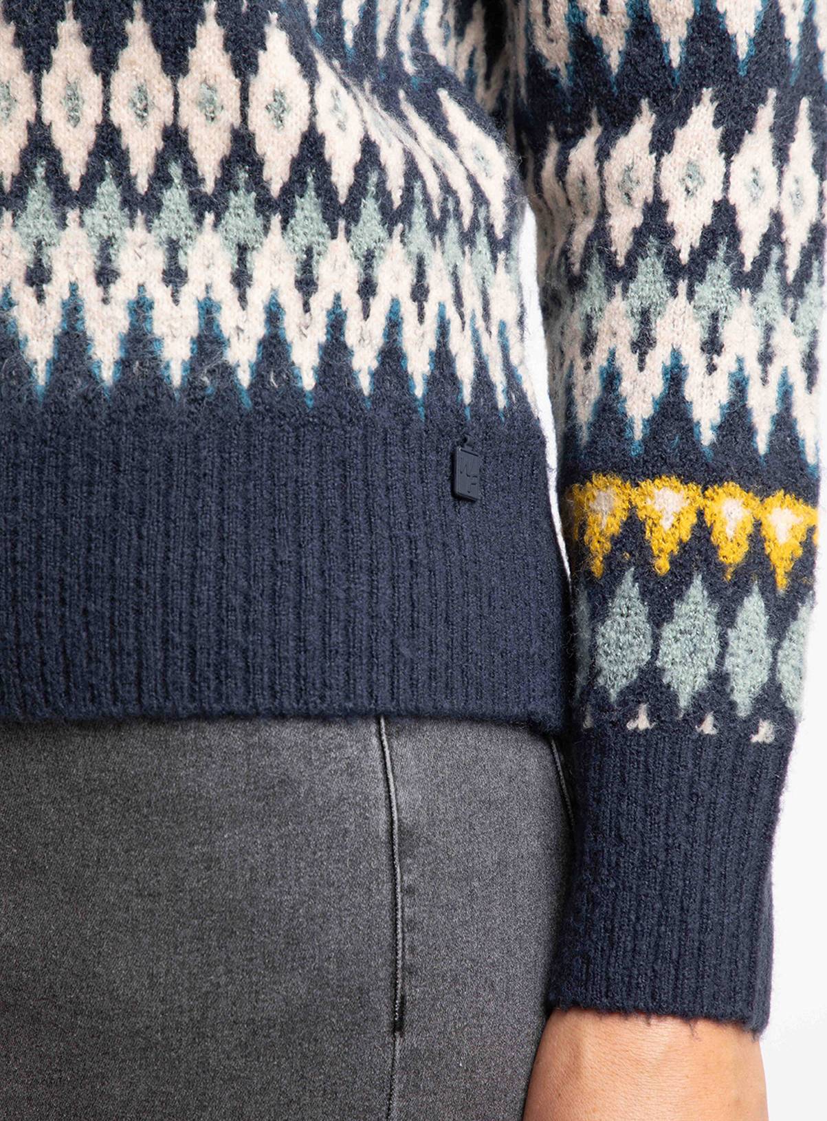 WEIRD FISH Annecy Fairisle Roll Neck Jumper Black 14 - Image 4