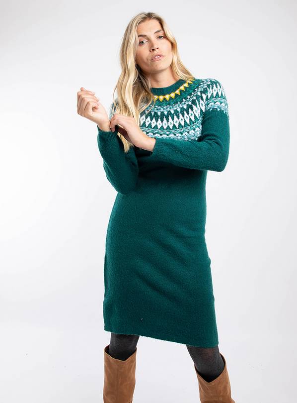 WEIRD FISH Dutton Fair Isle Knitted Jumper Dress 14
