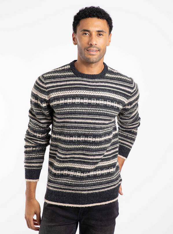 WEIRD FISH Fastolf Fair Isle Crew Neck Jumper XXL