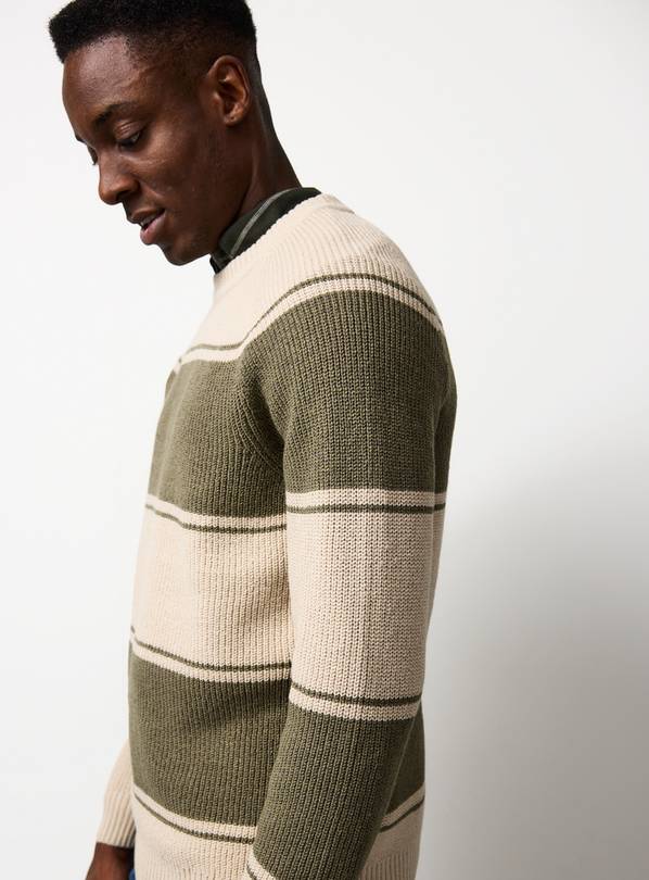 Stone Striped Crew Neck Jumper XXXL