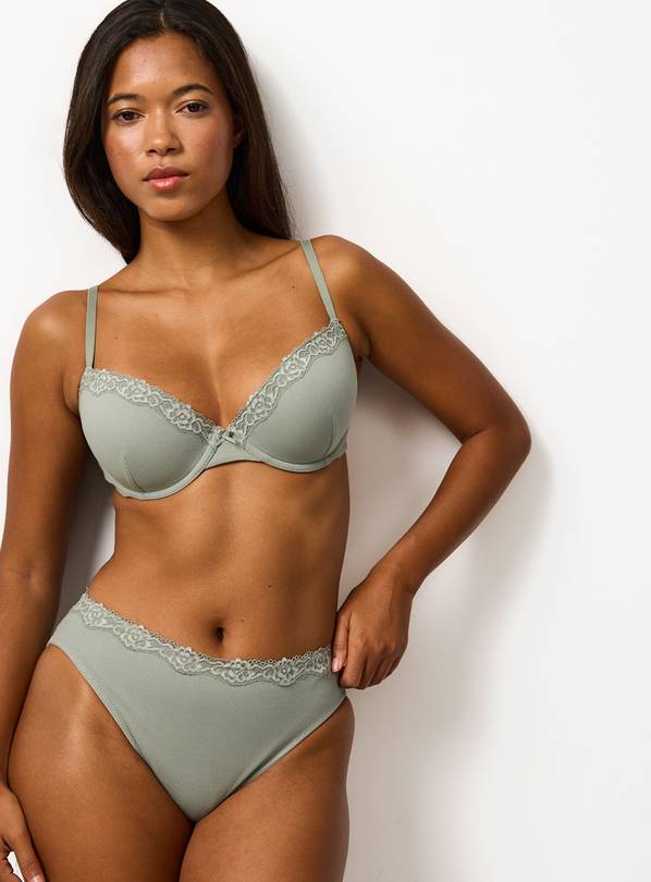 Green Ribbed High Leg Knickers 22