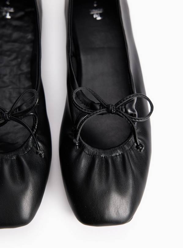 Black Square Toe Ballerina Shoes 3