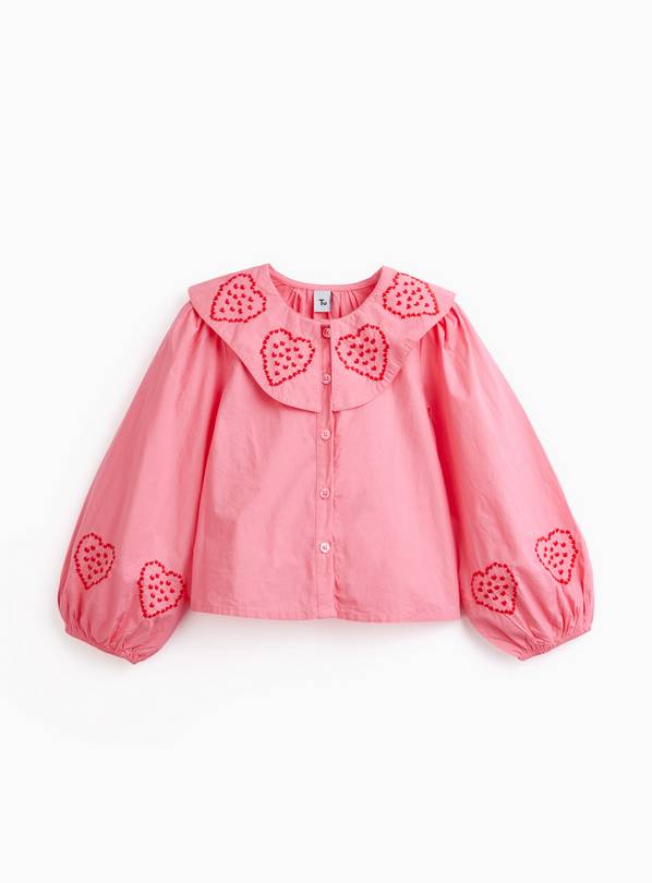 Pink Heart Detail Collar Shirt 12 years