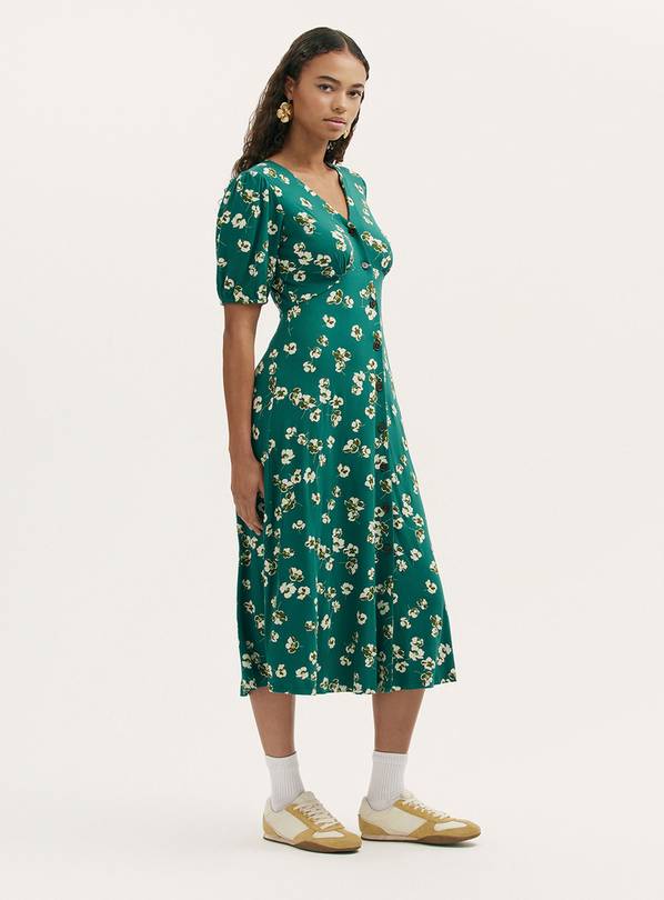 FINERY Milena Dress Green Poppies 20