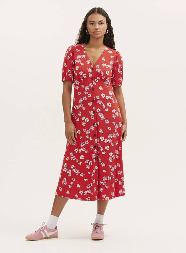 FINERY Milena Dress Red Poppies 18