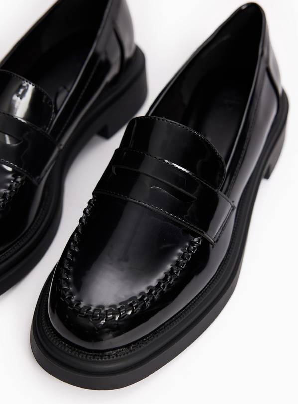 Black Chunky High Shine Loafers 7