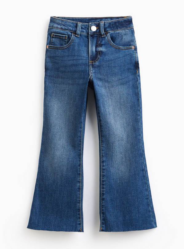 Blue Denim Raw Hem Flared Jeans 11 years