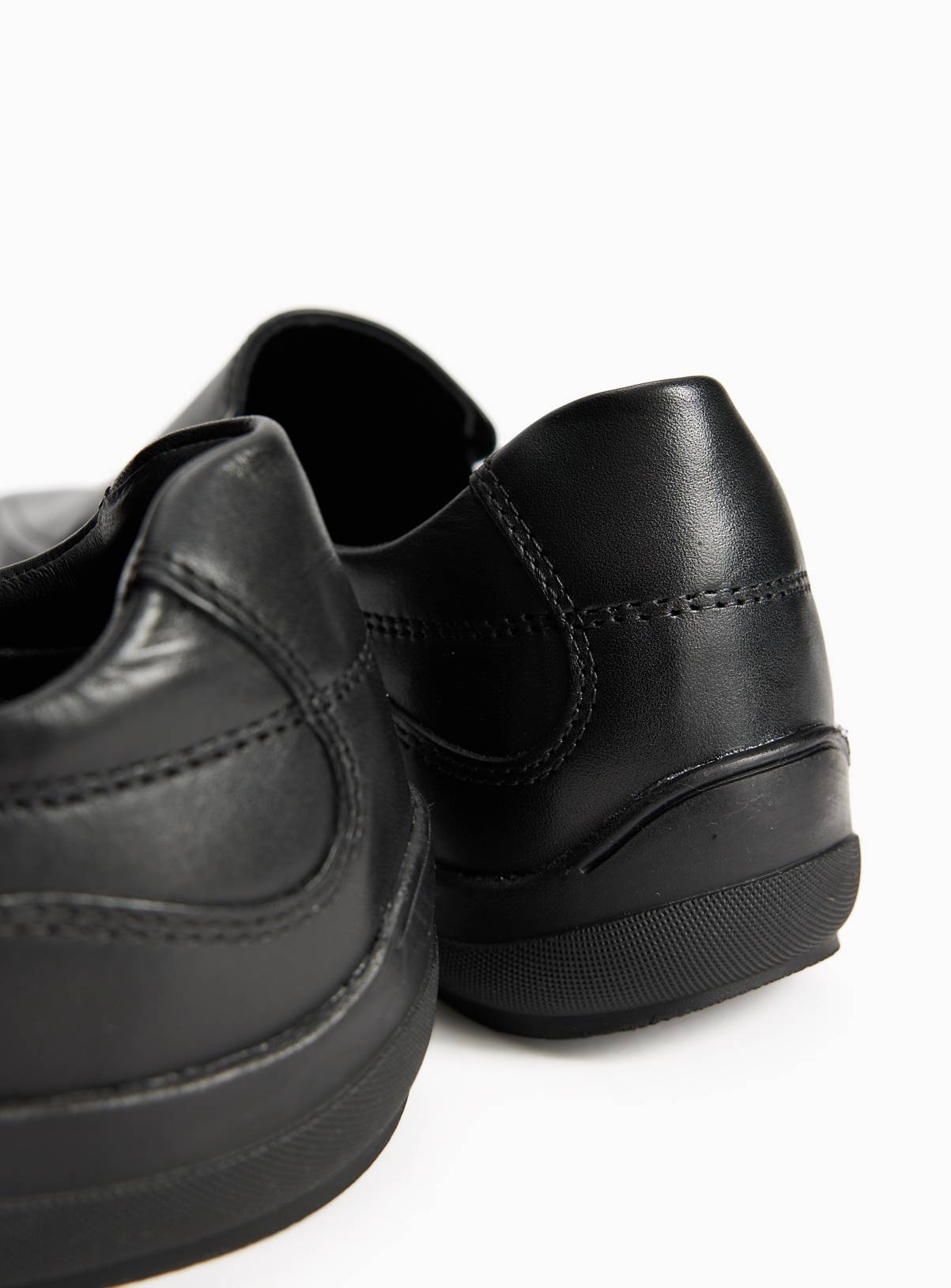 Black Leather Sole Comfort Slip On Shoes 11 - Image 4