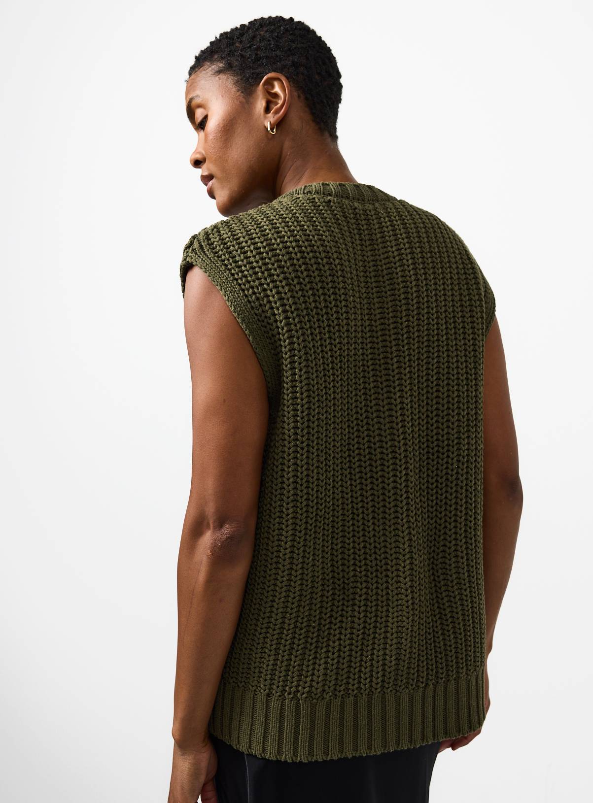 Green Chunky Knitted Gold Button Vest 16 - Image 4