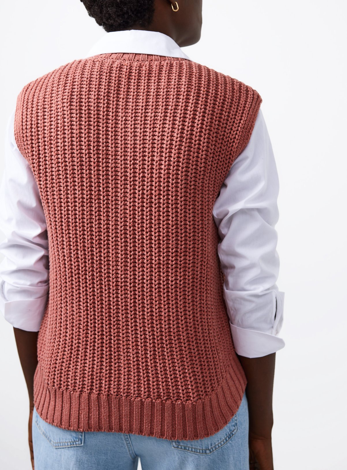 Pink Chunky Knitted Gold Button Vest 10 - Image 4 thumbnail