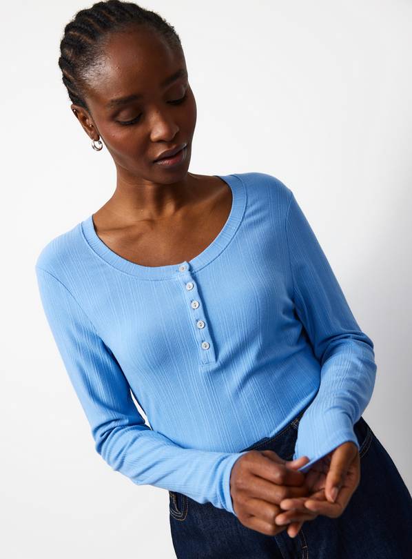 Blue Half Placket Ribbed Top 26