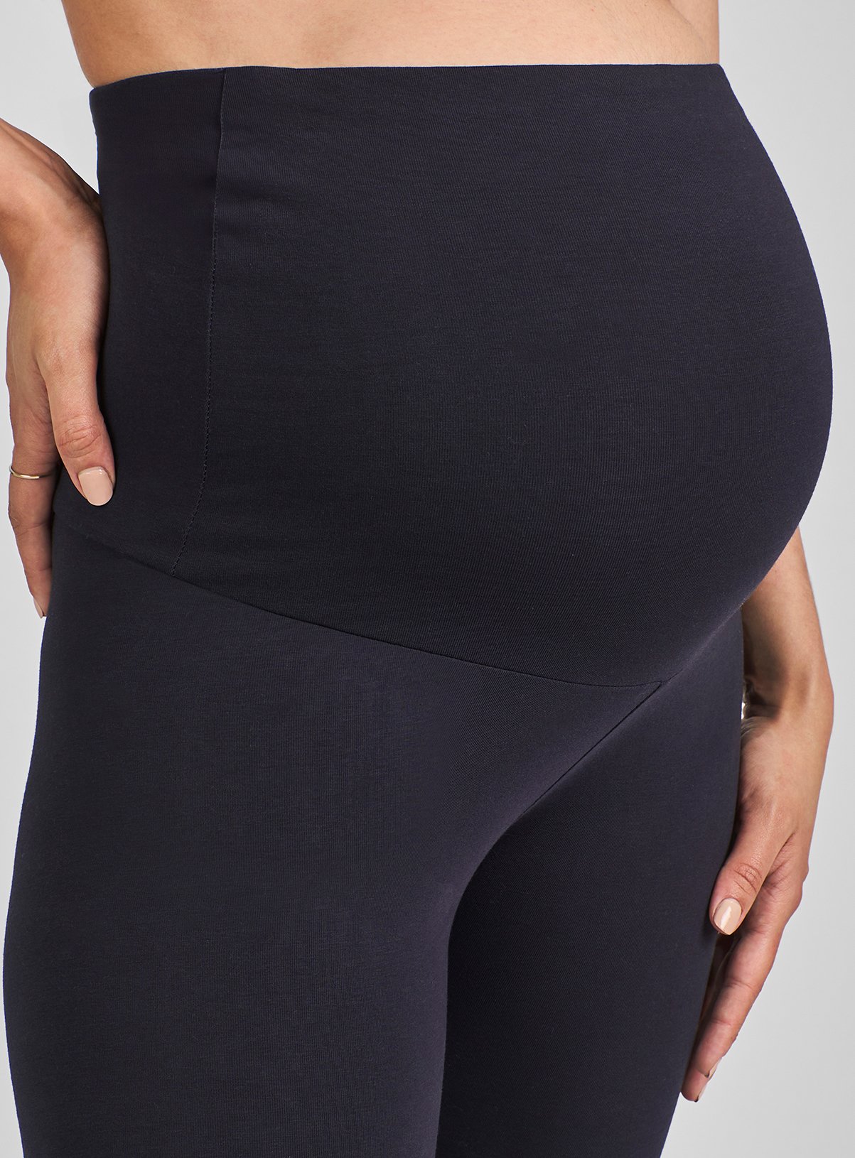 JOJO MAMAN BÉBÉ 2 Pack Cotton Rich Maternity Leggings Navy 8 - Image 3 thumbnail