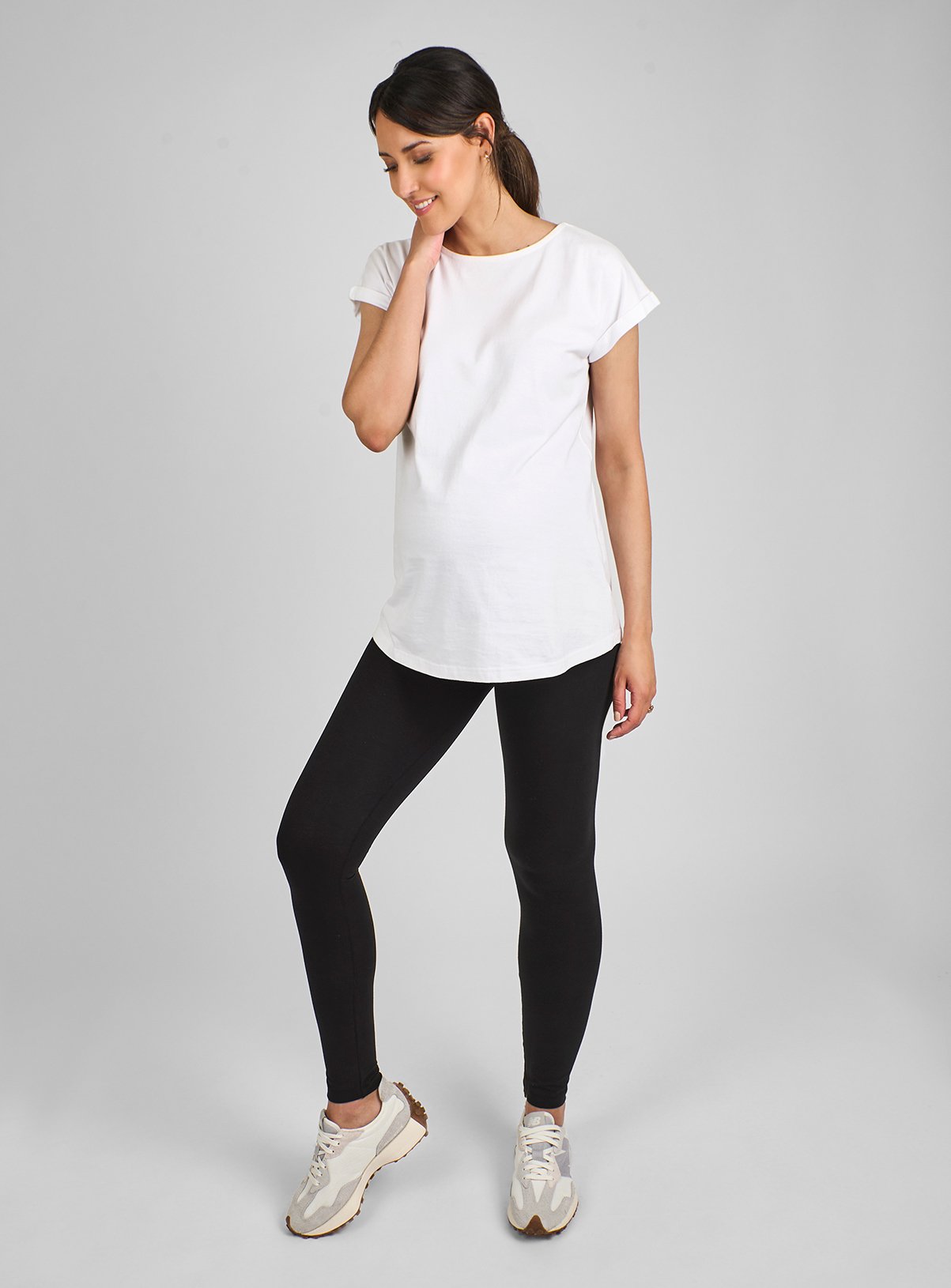 JOJO MAMAN BÉBÉ 2 Pack Cotton Rich Maternity Leggings Black 16 - Image 1 thumbnail