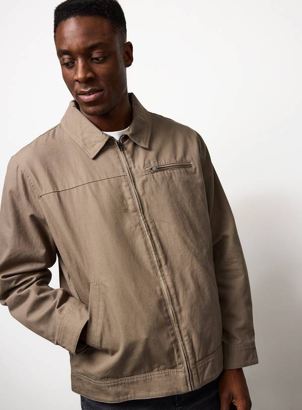 Olive Collared Harrington Jacket L