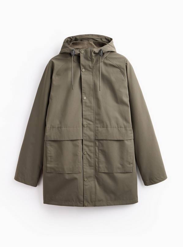 Olive Longline Hooded Mac L