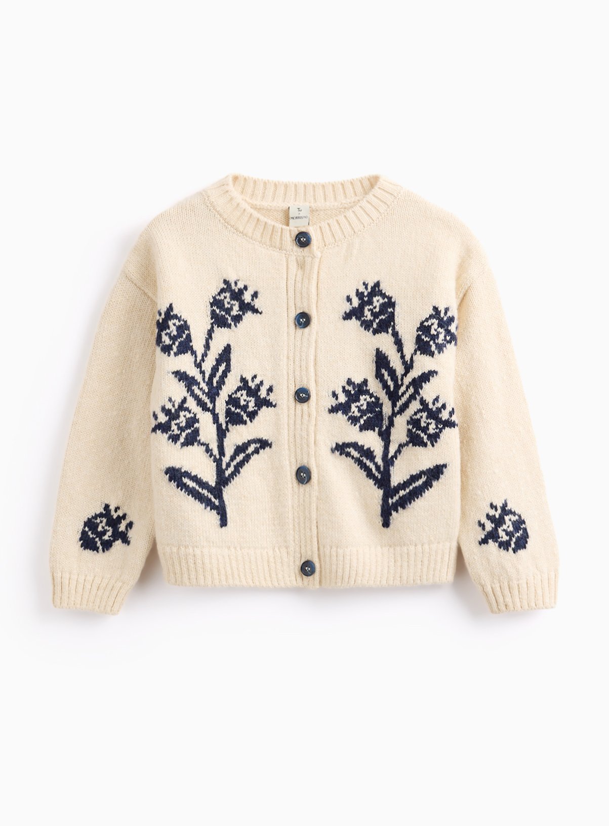 Cream Tu x Morris & Co. Mini Me Cream Tulip Embroidered Wilhelmina Cardigan - Morris & Co by Sainsbury's