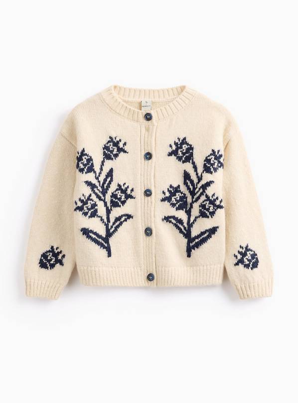 Tu x Morris & Co. Mini Me Cream Tulip Embroidered Wilhelmina Cardigan  3-4 years