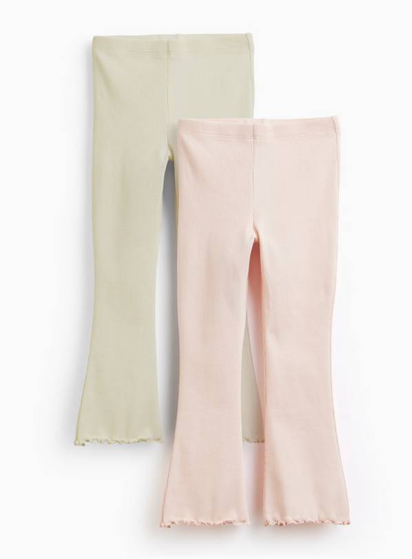Cream & Pink Flared Leggings 2 Pack 1-2 years