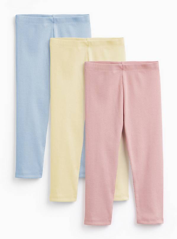 Multicoloured Ribbed Leggings 3 Pack 1-2 years