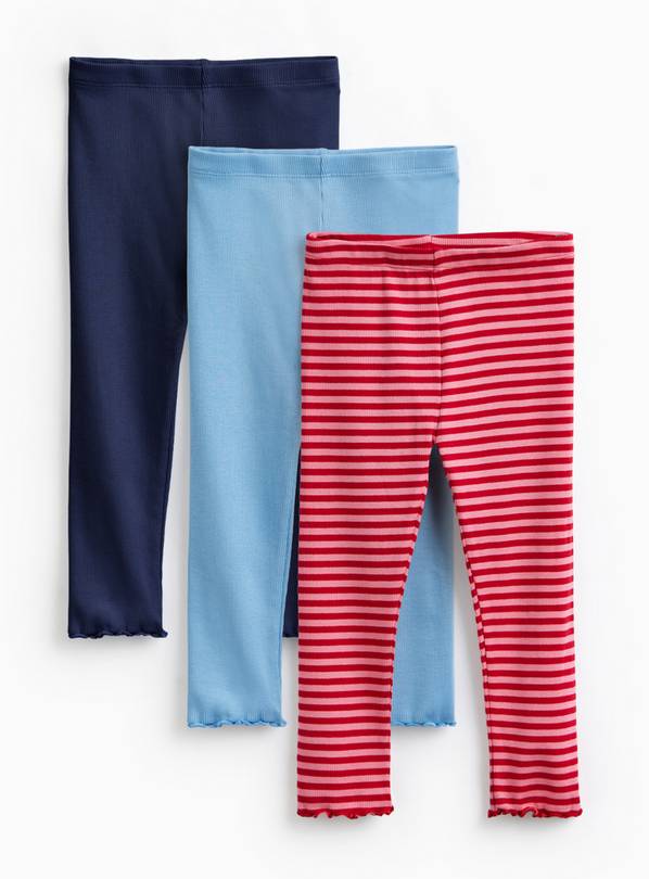Striped Ribbed Leggings 3 Pack 2-3 years