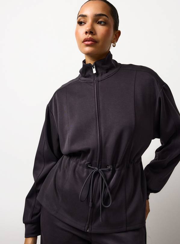 Charcoal Cinched Funnel Neck Co-ord Jacket XXL